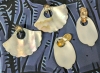 2 Pairs Rare Retro Carved Mother of Pearl & Gold Tone Earrings | 2" Long ea - 4