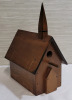 Hand Made Pine Wooden Church Bird House . Measures 6"×12.5"×11"