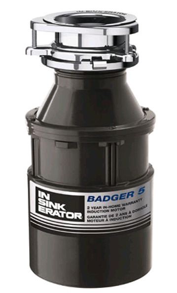 New - InSinkErator Badger 5 Continuous Food Waste Disposer with 1/2-HP Induction Motor 120V .