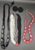 Black, White & Red All Over | Chunky Beads to Tiny Beads Necklaces & Large 1.6" Beaded Clip-On Earrings | 20.5" - 35" Long