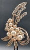 Fantastic Faux Pearl Finery | 2 Necklaces ( 21.5" - 35"), Rose Gold Tone & Rhinestone Brooch (2.7" Long) & Pair of Silver Tone Earrings w Square Inset Faceted Clear Stones - 5