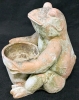 Weathered Outdoor Terracotta Frog Holding Flower Pot | 9.75" Tall - 3