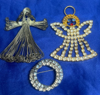 Rhinestone Brooches & Wire work Angel