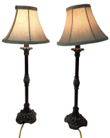 Pair of 20" Tall Table Lamps w Shades | Tested and Working w Bulbs