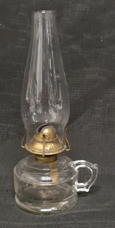 Hamilton Glass Finger Oil Lamp with Wick - 11.75" Tall