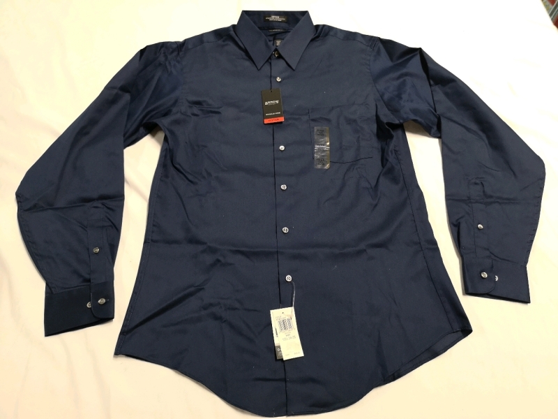 New Arrow Sz 15.5 34/35 Men's Navy Fitted Button Down Shirt