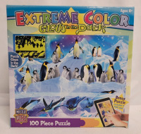 New - Extreme Color Glow In The Dark " Penguin " 100pc Puzzle .