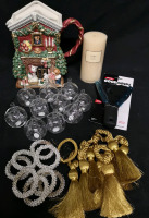 New Piller Candle & Oxo Jar Opener + Mixed Home Decor - Napkin Rings, Fitz and Floyd Festive Pitcher
