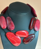 Red Acrylic + Chunky White Teardrop Necklaces Red Rhinestone Bracelet Black Drop Pierced Earrings - 4