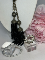 Baublebar Black Rhinestone Necklace Rhinestone Wreath & Gerry&rsquo;s Brooch