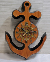 Reclaimed Wood Nautical Anchor Wall Clock , Measures 11.5"&times;15.5" . Tested Working . Requires One (1) A Battery (not included)
