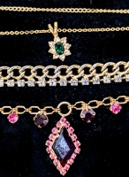 Vintage Gold Tone Jewelry : 3 Necklaces & 1 Bracelet | 7.5" - 17.5" Long