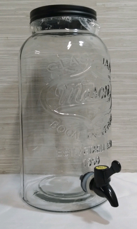 New Master Chef 12" Mason Jar Glass Drink Dispenser