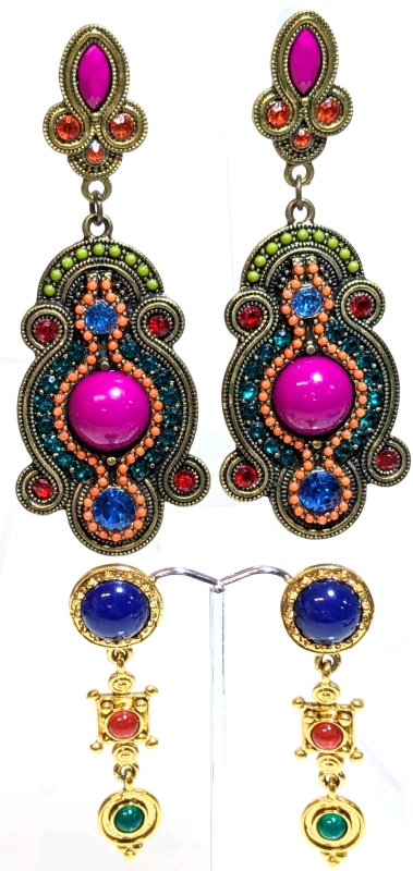 A Cavalcade of Colours! Very Colourful Vintage to Modern Dangly Earrings | 2" - 3.5" Long