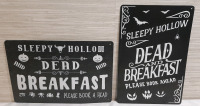 2pcs Halloween Themed Metal Signs - 12" X 8"