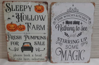 New 2pcs Witch Halloween Metal Signs - 12" X 8"