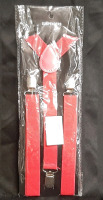 New Adult size Red Suspenders & Hot Pink Bowtie