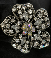 Large 5 Petal Rhinestone Brooch High Relief AB stamens Beauty
