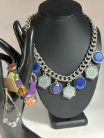Chunky Cuban Link Art Glass Necklace Glowing Bracelet Earrings