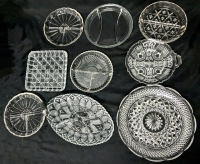 9 Assorted Vintage Clear Glass Separated Pickle / Nut / Serving Dishes | Up to 10.75" Diameter