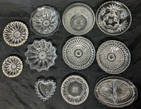 11 Vintage Clear Glass Bowls (incl Footed Bowls) & Separated Dish in Assorted Styles | Largest 6.4" Diameter