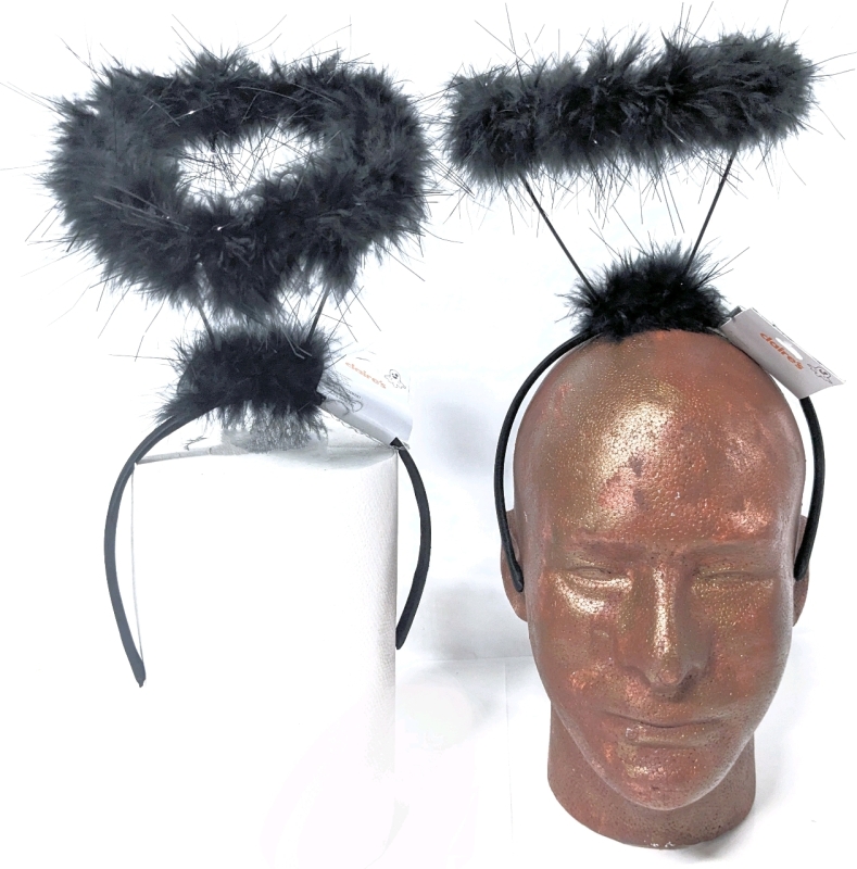 2 New Claire's Halloween Costume Feathered Dark Angel Halo Headbands | One Size Fits Most