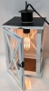 New Antiqued Wood & Glass Farmhouse-Style Hangable Lantern w Retro Lightbulb | 7.5" x 7.5" x 14" Tall - 2