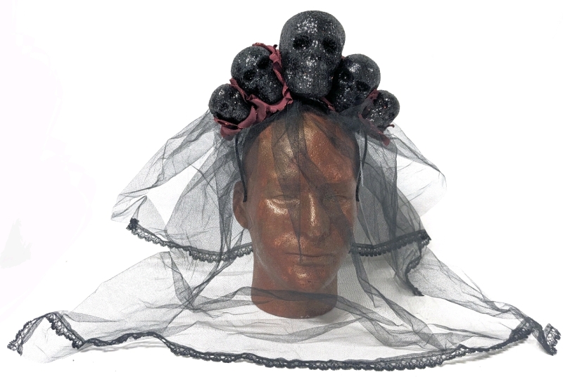 Gorgeous New Claire's Halloween Goth Skull-Festooned Mourning Veil Costume Headband | One Size Fits Most