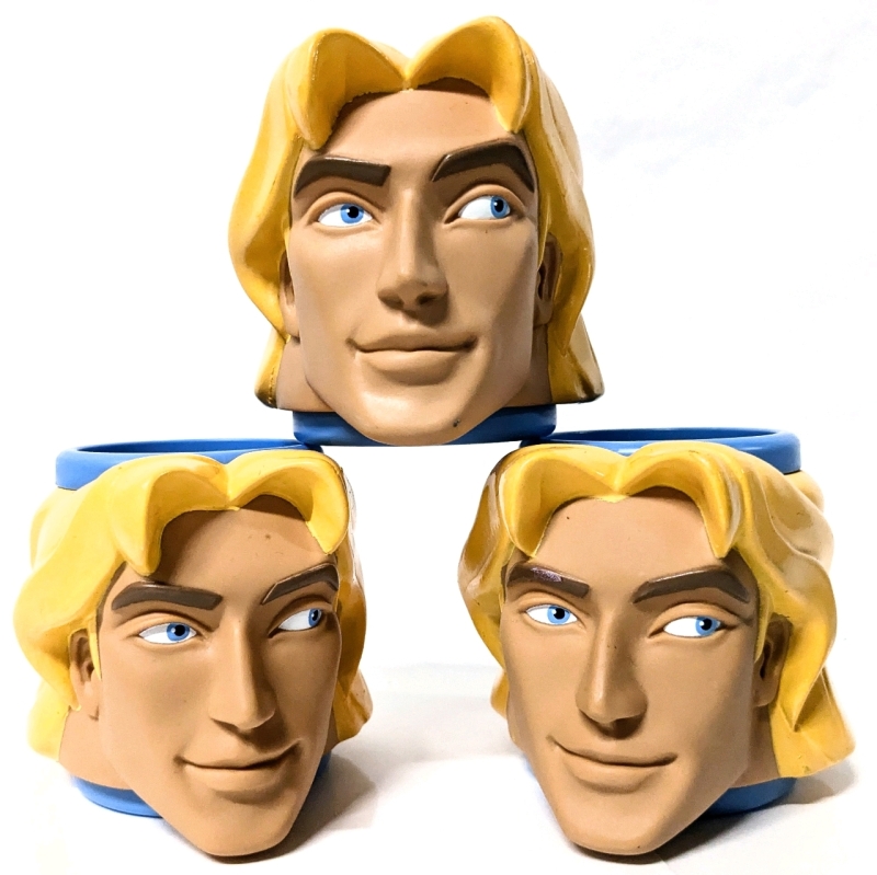 3 Vintage Applause 3d Mugs : John Smith Pocahontas Disney Collectible Character Cups | 3.25" Tall ea