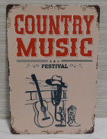 New Country Music Metal Sign - 12" X 8"