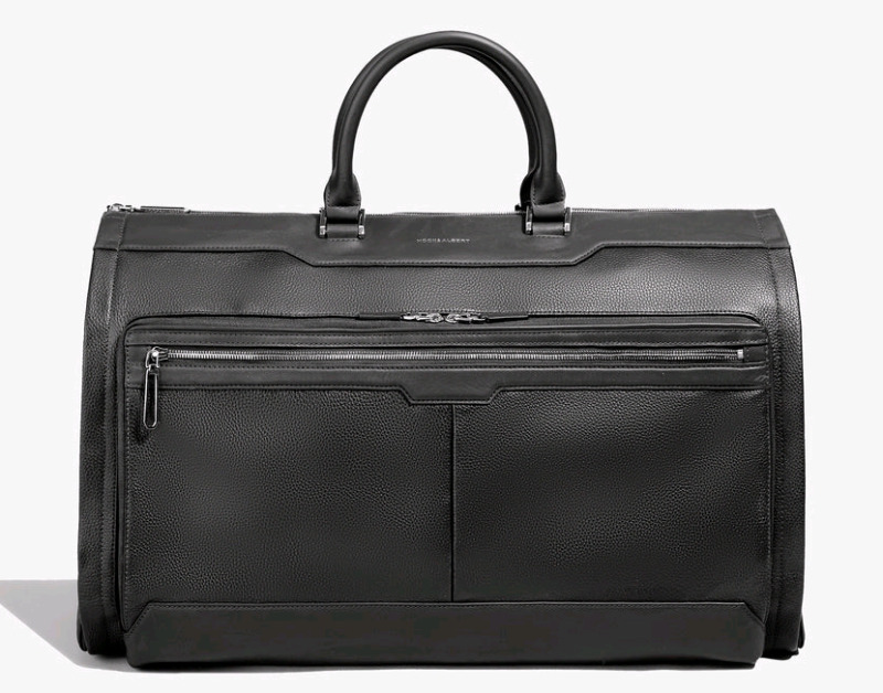 Hook & Albert Mens / Womens Black Leather Garment Weekender Travel Bag - New