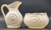 Belleek Ireland Neptune Nautilus Shell Creamer & Open Sugar Dish | Green Stamp | 2.15" - 3.6" Tall - 3