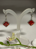 925 Sterling Silver Pendant Earrings Set Box Chain Red Stone - 3