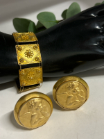 Vintage Italian Designer Cecilia Bringheli Earrings 8 Panel Link Bracelet