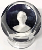 1976 Baccarat France | Royal Cameos in Crystal : The Prince of Wales Paperweight w Stand, Box | 2.8" Diameter x 1.7" Tall - 2