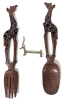 Wood Giraffe Salad Servers (11.75" Tall ea) & Adorable Solid Brass Antelope Knife Rest (3" Long x 2.5" Tall)