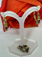 PAJ BB Semi Precious Pendant and Hoop Earrings Both Signed