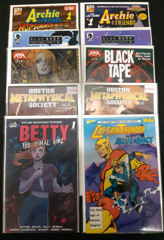 10 New Assorted Comics and Publishers | Archie and Friends, Blue Book, Black Tape, Boston Metaphysical Society and More! Paperback Edition Bagged and Sealed