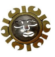 METALES 925 Mexico TR - 142 Large SUN Face Brooch Stamped