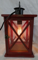 New Antiqued Farmhouse-Style Lantern w Retro Lightbulb | 7.5" x 7.5" x 14" Tall