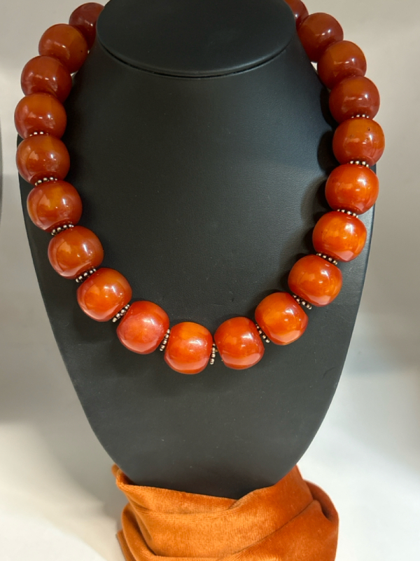 Substantial Chunky Choker Necklace 20.5 mm Orange Stones