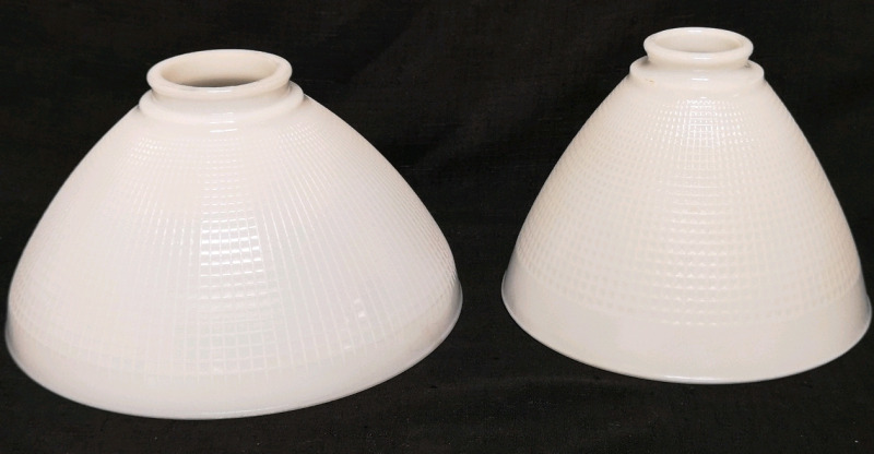 2 Vintage Milk Glass Lamp Shades - Waffle Pattern