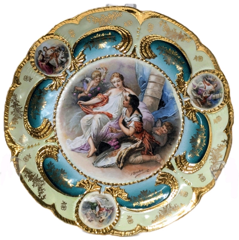Stunning &rdquo;F Boucher" Portrait Plate in the Style of RS Prussia St Kilian | 10" Diameter