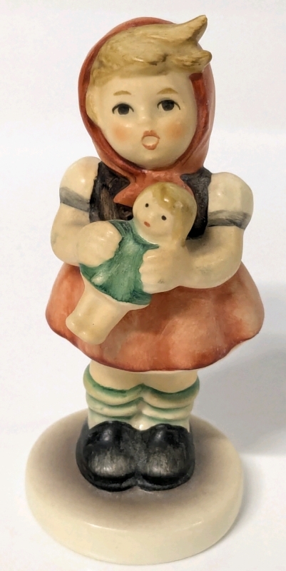 Signed Vintage 1990 Goebel Hummel West Germany Girl w Doll Figure #239/B | 3.25" Tall