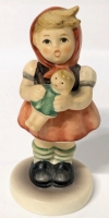 Signed Vintage 1990 Goebel Hummel West Germany Girl w Doll Figure #239/B | 3.25" Tall
