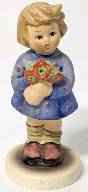 Signed Vintage 1991 Goebel Hummel West Germany Boy w Doll Flowers #239/A | 3.25" Tall