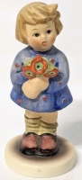 Signed Vintage 1991 Goebel Hummel West Germany Boy w Doll Flowers #239/A | 3.25" Tall