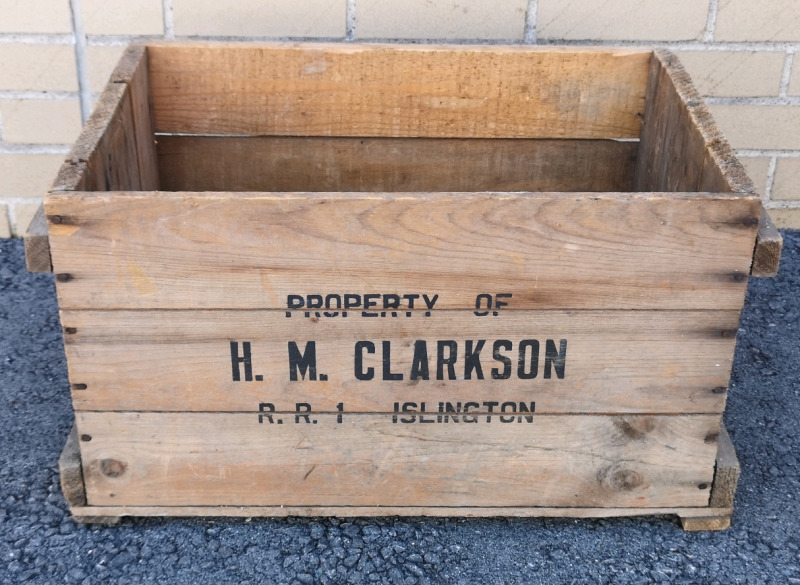 Wood Crate "Property of H.M. Clarkson R.R. 1 Islington"