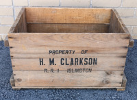 Wood Crate "Property of H.M. Clarkson R.R. 1 Islington"