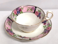 AYNSLEY Teacup & Saucer Pink Floral Pattern
